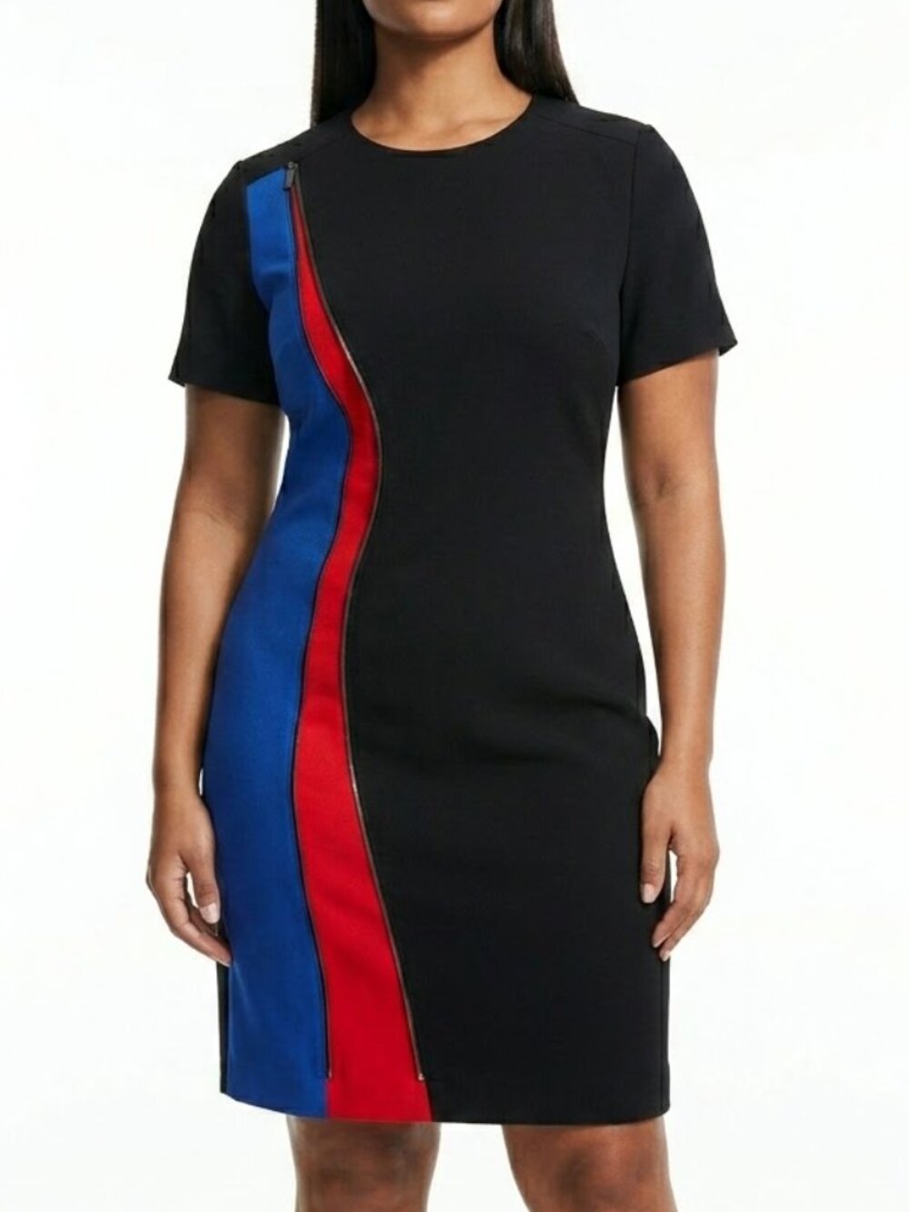 Design Collective Cyberpunk Colorblock Zipper Uniform Shift Dress Size 14